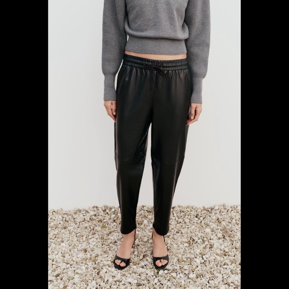 ZARA Faux Leather Jogging Pants